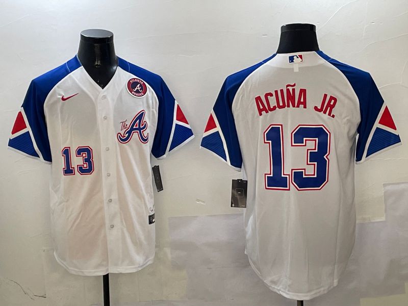 Men Atlanta Braves #13 Acuna jr White City Edition 2025 Nike MLB Jersey style 3->women mlb jersey->Women Jersey